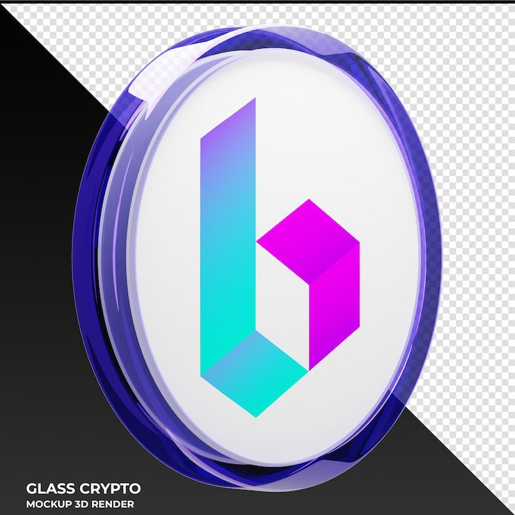 PSD bora glass crypto coin ilustración 3d
