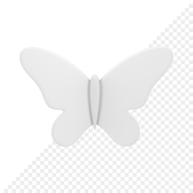 PSD borboleta branca elegante bonito elemento de decoração brilhante bug voador com asas ornamentais ícone 3d