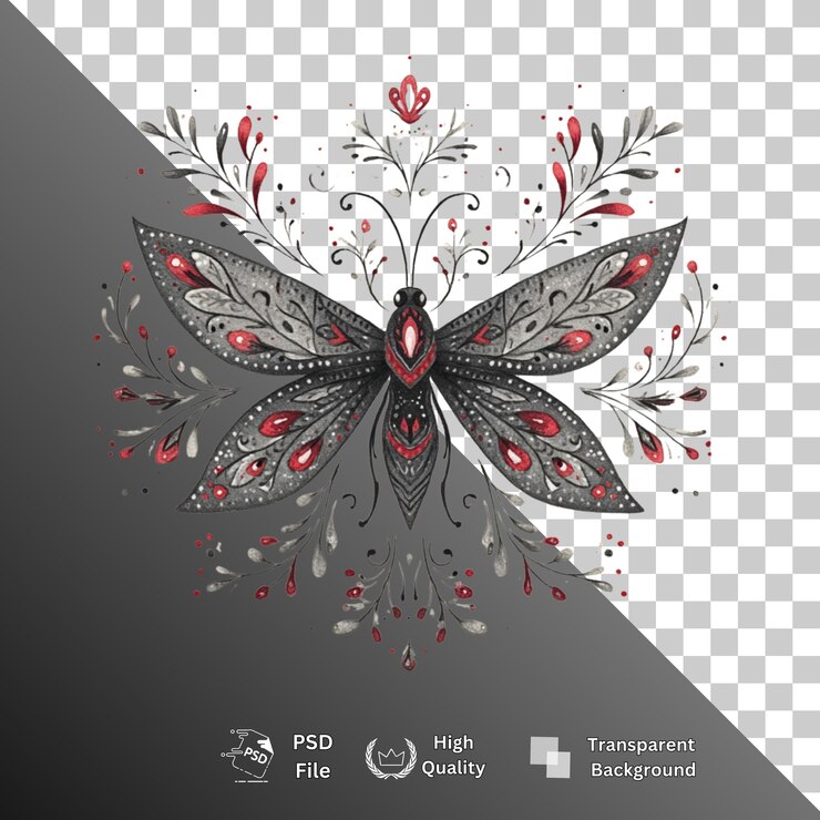 PSD borboleta isolada em fundo transparente