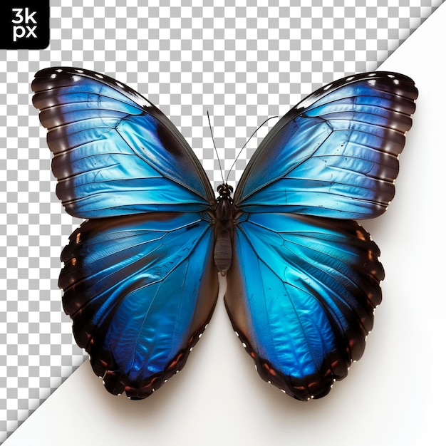 Borboleta morpho azul isolada em um fundo transparente