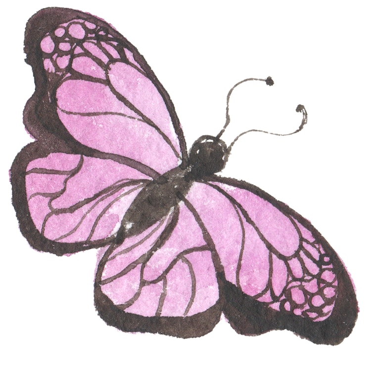PSD borboleta pintada em aquarela elementos de design desenhados à mão isolados no fundo branco