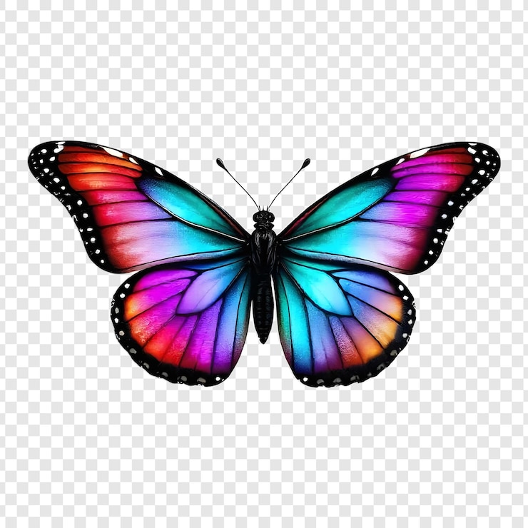 PSD borboleta realista isolada em fundo transparente