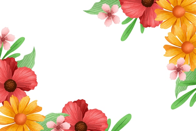 Borda floral em aquarela