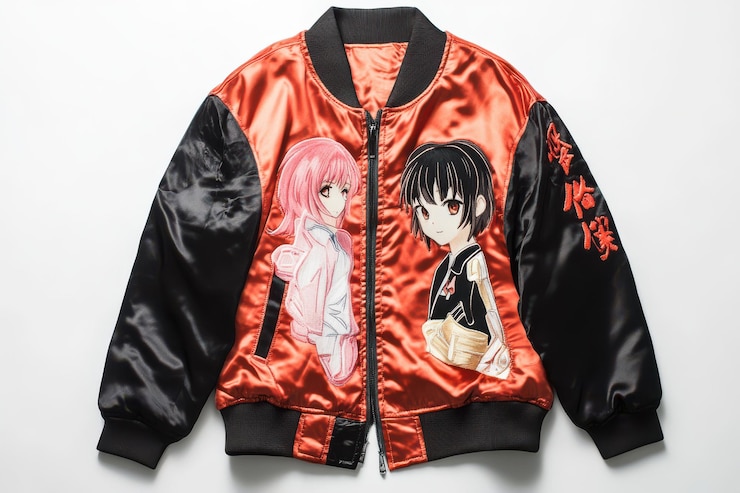PSD el bordado de personajes xtracool chaquetas de anime aisladas sobre un fondo transparente