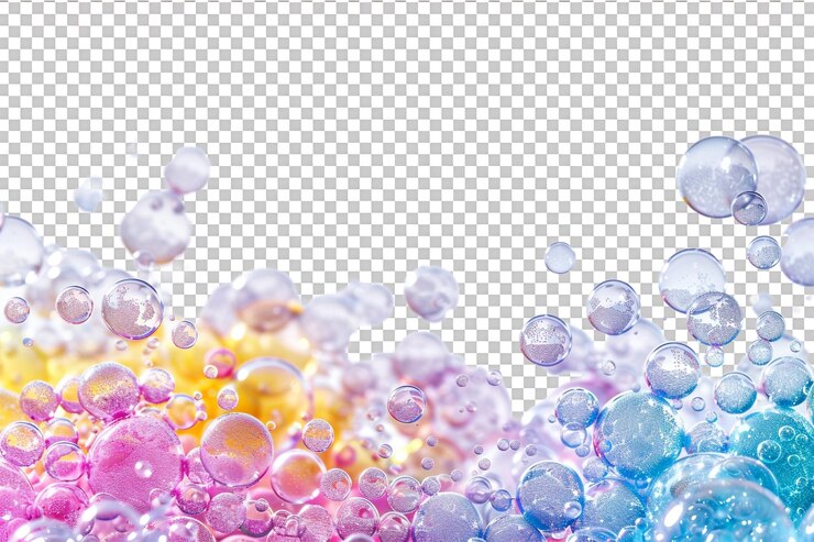 PSD el borde de las burbujas de espuma 3d contra un fondo transparente