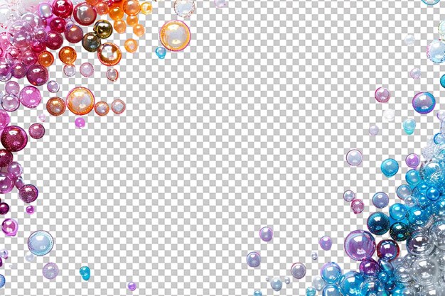 El borde de las burbujas de espuma 3D contra un fondo transparente