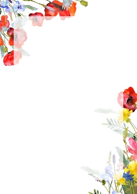 El borde de la página ilustrado con acuarela floral A4