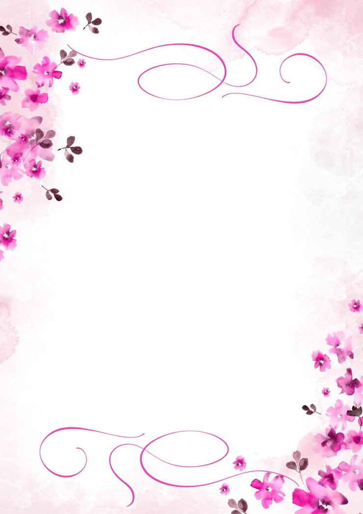 PSD border de page florale à l'aquarelle rose