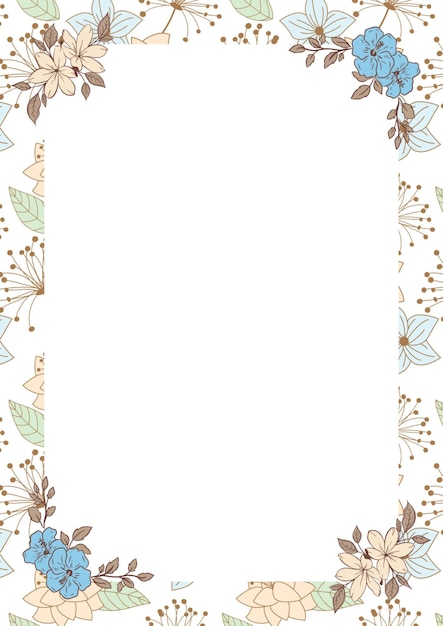 Border de page florale décorative simple bleu beige