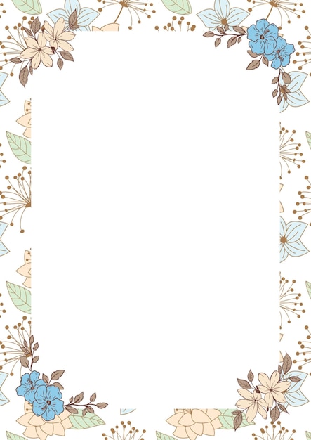 PSD border de page florale décorative simple bleu beige