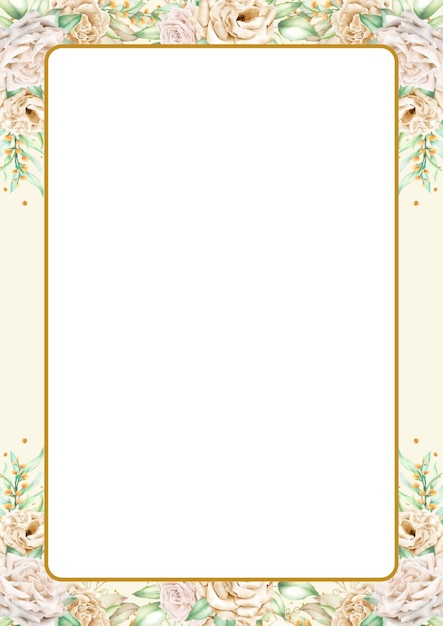 PSD border de page florale dorée et blanche