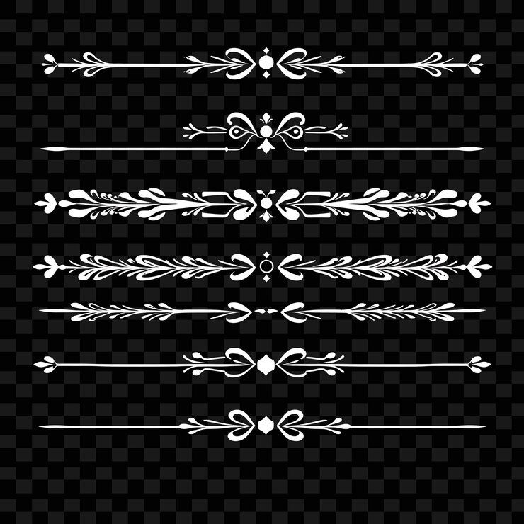 PSD los bordes decorativos se dividen perfectamente para su uso como separadores decorativos en diseños o documentos