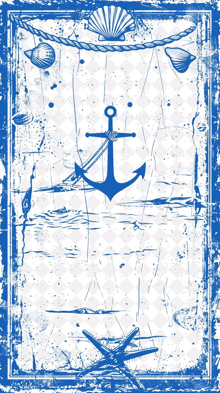 PSD bordre de cadre nautique avec texture altérée et usée avec des dessins abstraits png créatifs