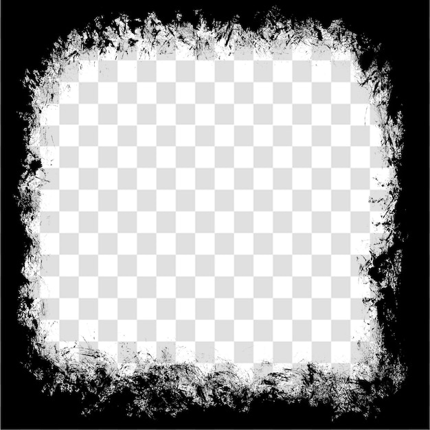 Bordure d'affiche grunge noire pour album ou utilisation de conception isolée sur un fond transparent