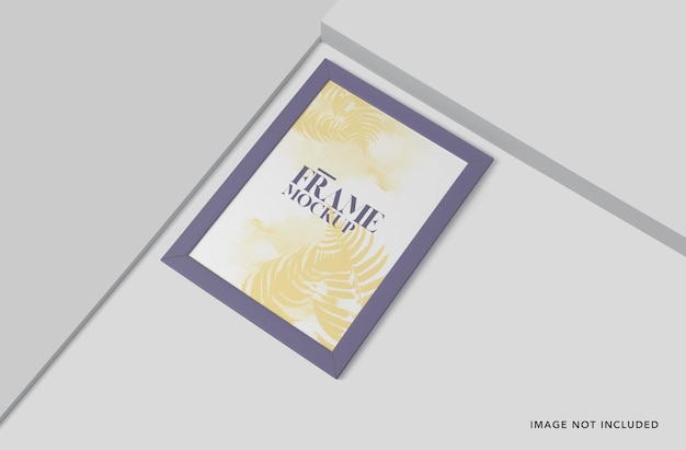 Bordure en bois image et cadre d'affiche maquette style vertical