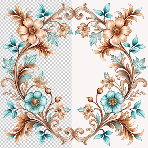 PSD bordure florale sur fond transparent