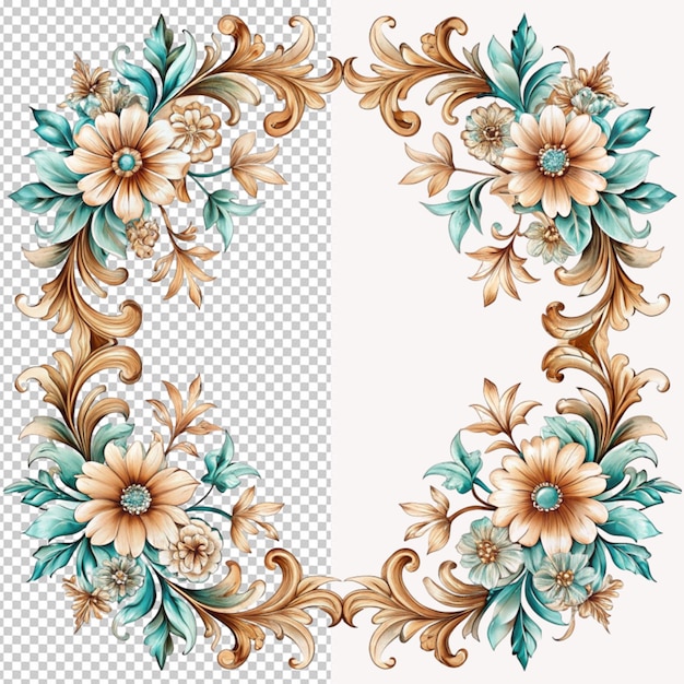 Bordure Florale Sur Fond Transparent