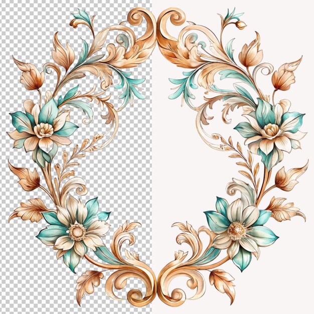 PSD bordure florale sur fond transparent