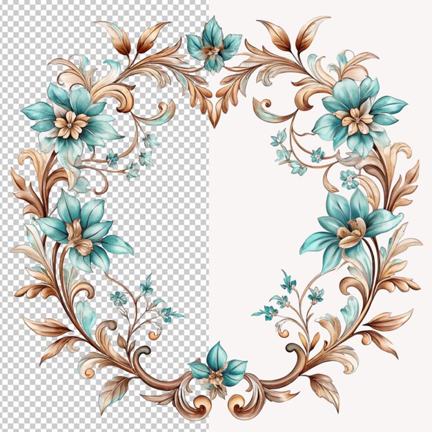 PSD bordure florale sur fond transparent