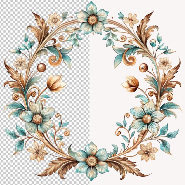 PSD bordure florale sur fond transparent