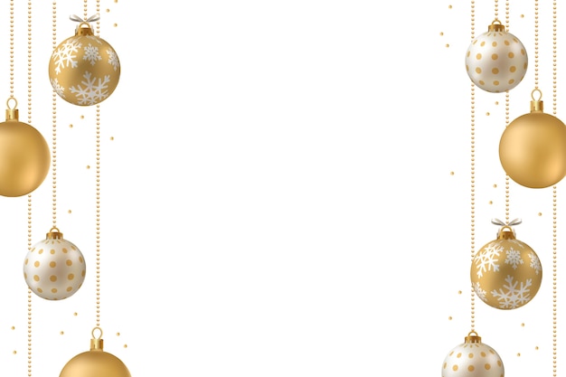 Bordure de Noël dorée avec ornements