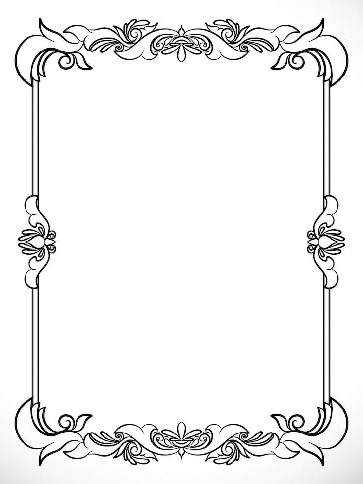 PSD bordure ornement vintage simple or blanc noir jaune