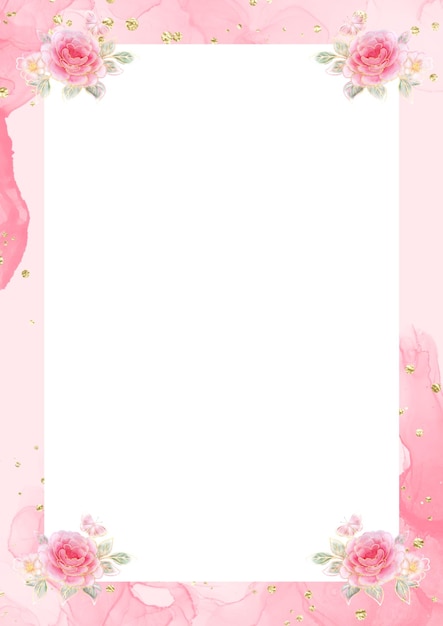 PSD bordure de page florale illustrative rose