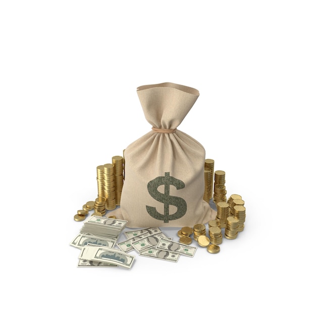 Borsa con monete e banconote