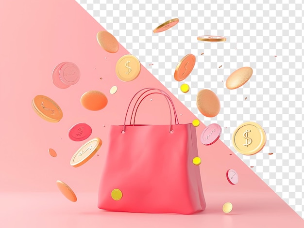 Borsa della spesa ispirata a Shopee con elementi galleggianti