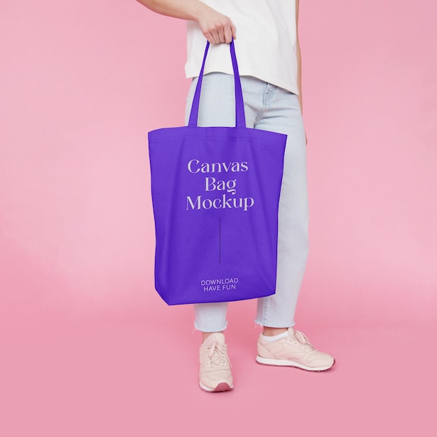 Borsa di tela con mockup di jeans