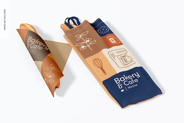 Borsa per pane in tessuto con manico Mockup