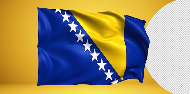 PSD bosnia y herzegovina ondeando la bandera png sobre fondo transparente