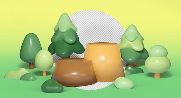 bosque natural juguete lindo árbol fresco niño exhibición podio modelo modelo 3d