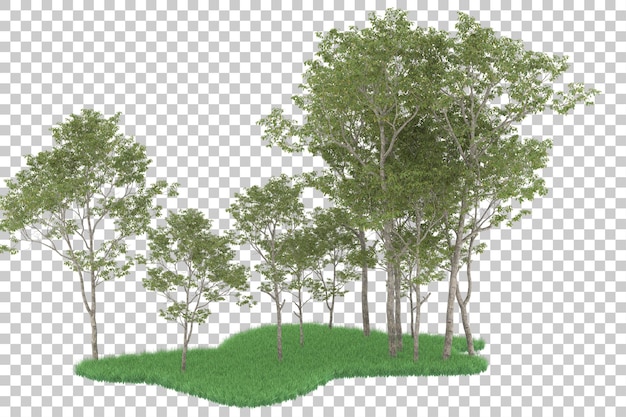 Bosque sobre fondo transparente. Representación 3d - ilustración