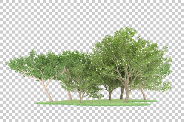 Bosque sobre fondo transparente. Representación 3d - ilustración