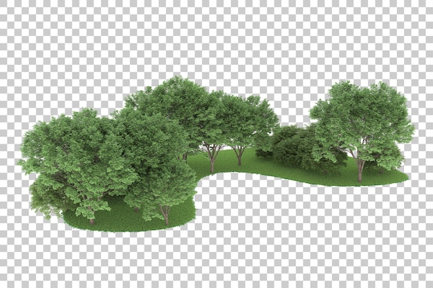 Bosque sobre fondo transparente. Representación 3d - ilustración