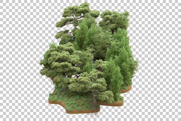Bosque tropical aislado sobre un fondo transparente Ilustración de renderización en 3D