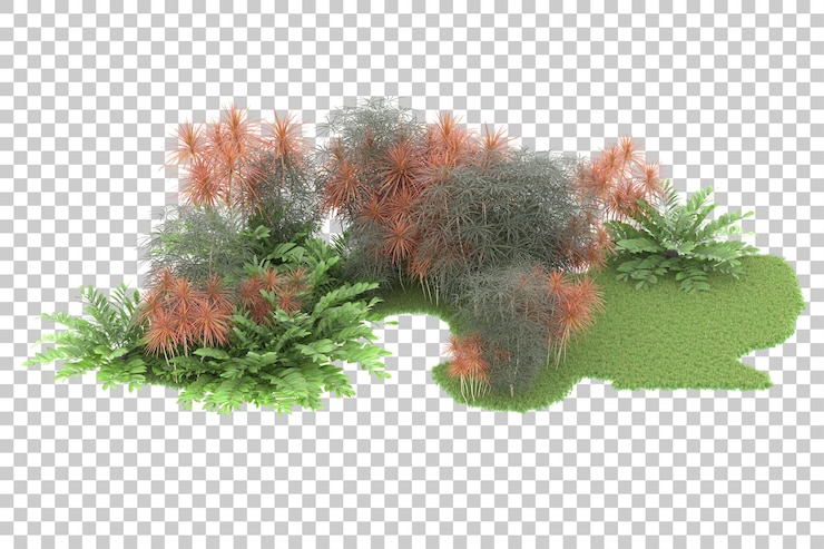 PSD bosque tropical aislado sobre fondo transparente ilustración de renderizado 3d