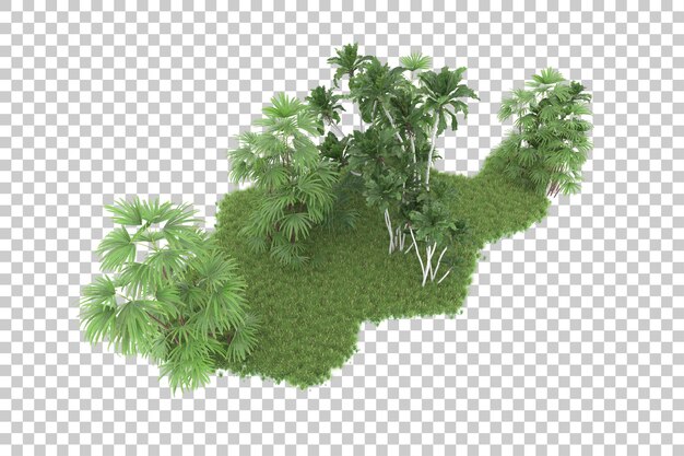 PSD bosque tropical aislado sobre fondo transparente ilustración de renderizado 3d