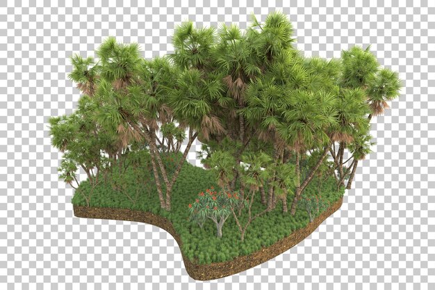 PSD bosque tropical aislado sobre fondo transparente ilustración de renderizado 3d