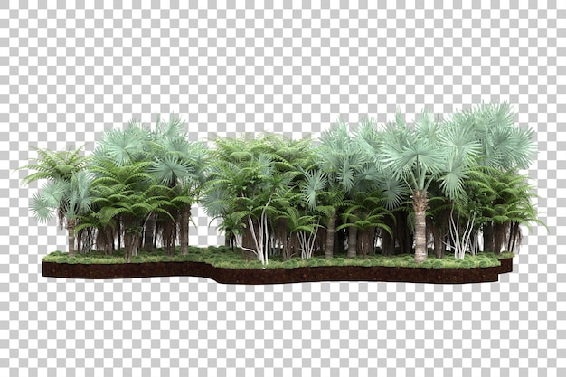 Bosque tropical aislado sobre fondo transparente Ilustración de renderizado 3d