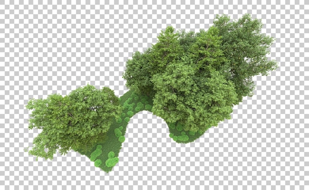 Bosque verde aislado en el fondo Ilustración de renderización 3D