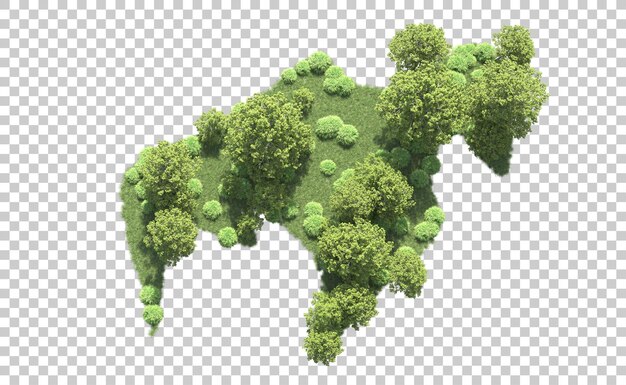 Bosque verde aislado en el fondo Ilustración de renderización 3D