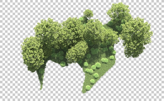 Bosque verde aislado en el fondo Ilustración de renderización 3D