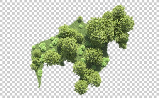 Bosque verde aislado en el fondo ilustración de renderización 3d