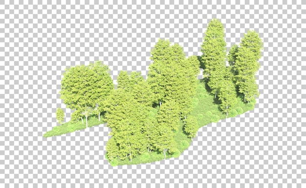 Bosque verde aislado en el fondo ilustración de renderización 3d