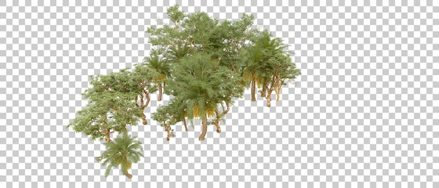 Bosque verde aislado en el fondo Ilustración de renderización 3D