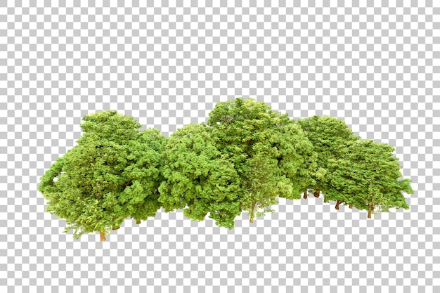 Bosque verde aislado en un fondo transparente Ilustración de renderización 3D