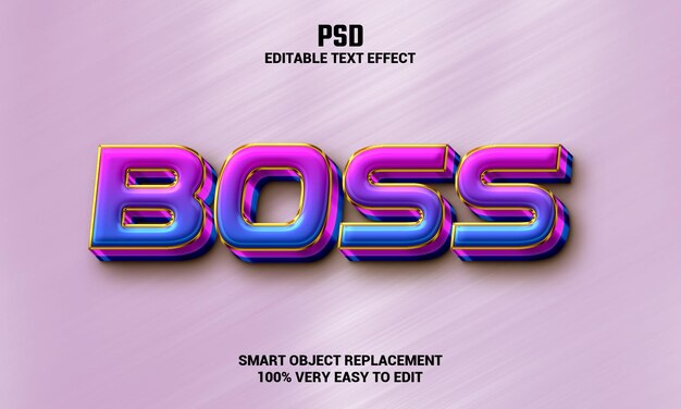 Boss 3d bearbeitbarer Texteffekt mit Hintergrund Premium PSD