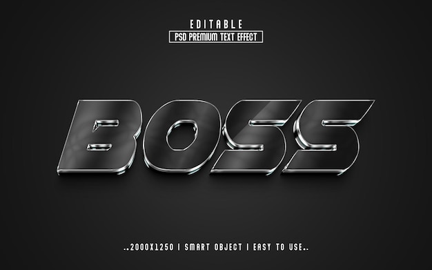 Boss 3d editable text effect style with premium background